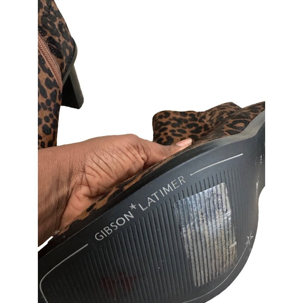 Gibson Latimer 7M Leopard Print Ankle Boots With 3-Inch Block Heel & Side Zipper - Picture 3 of 15